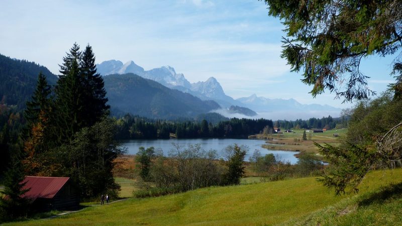 Der Geroldsee bei Krün vor dem Wettersteingebirge