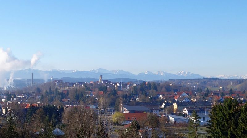 Schongau von oben, an einer Lechschleife gelegen